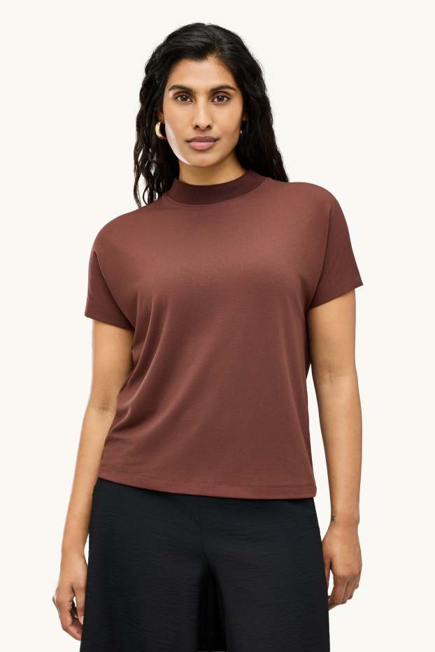 Dames - T-shirt - regular fit - bruin