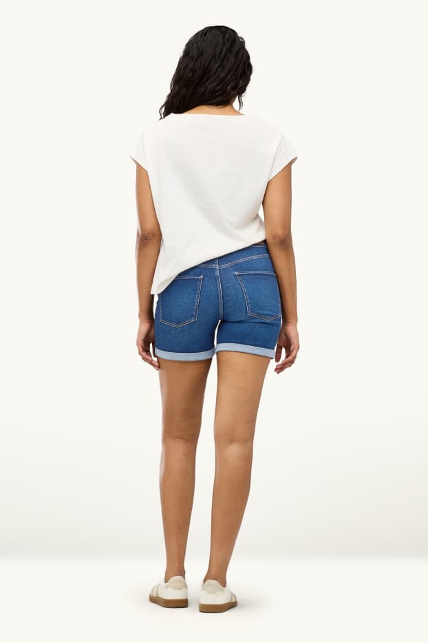 Damen - Jeans-Shorts - Mid Waist - jeansblau