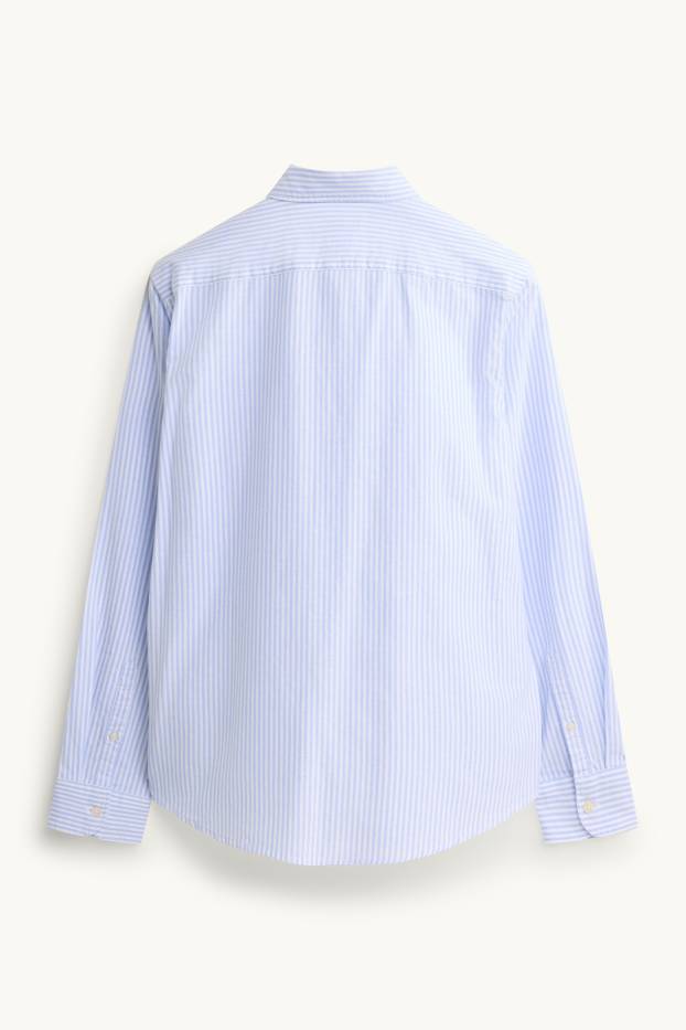 Heren - Overhemd - regular fit - button down - gestreept - wit / lichtblauw