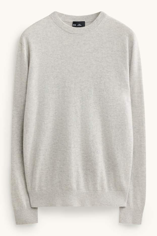 Herren - Kaschmir-Pullover - hellgrau-melange