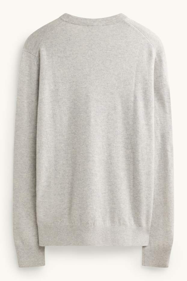 Herren - Kaschmir-Pullover - hellgrau-melange