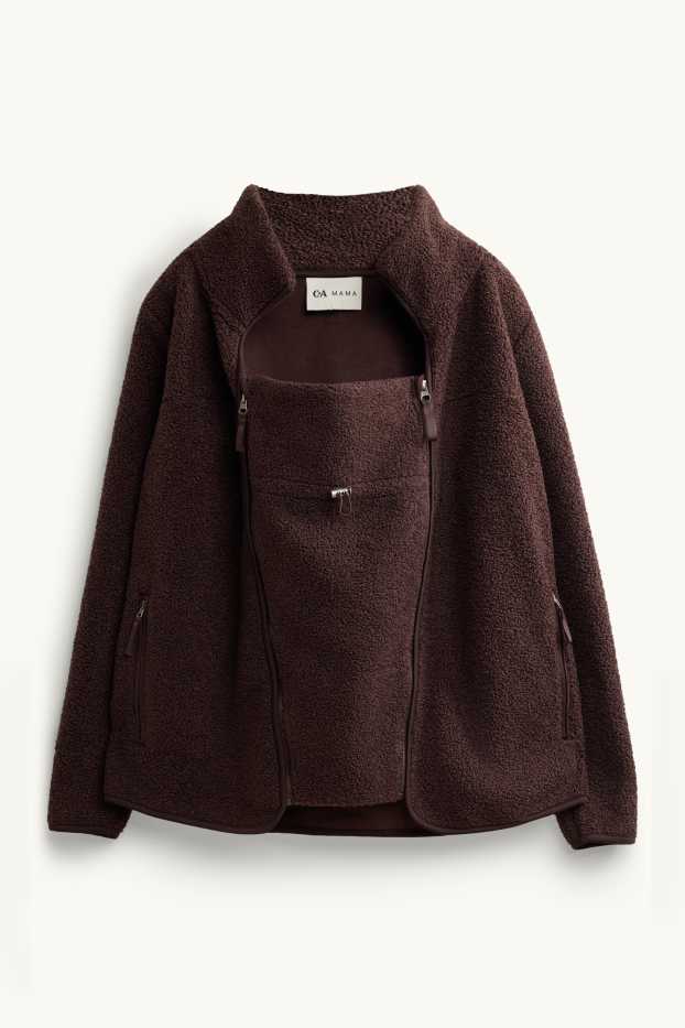 Donna - Giacca in pile premaman con inserto porta-bebè - marrone scuro