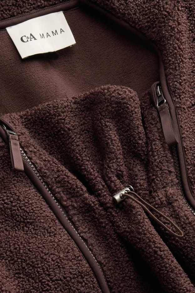 Donna - Giacca in pile premaman con inserto porta-bebè - marrone scuro
