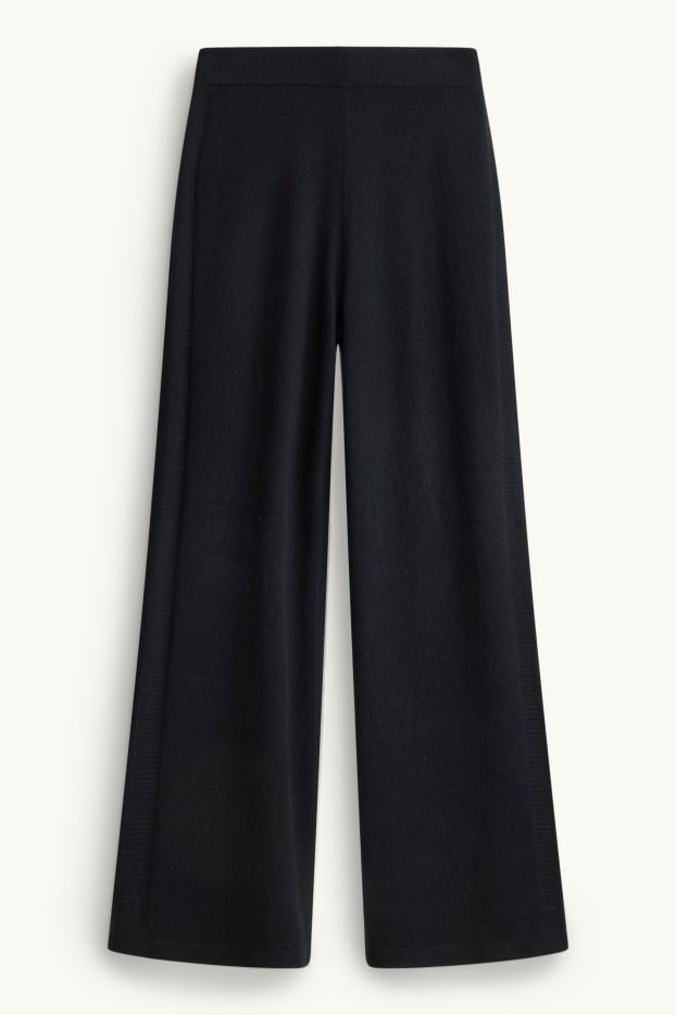 Women - Cashmere trousers - mid-rise waist - straight leg - black