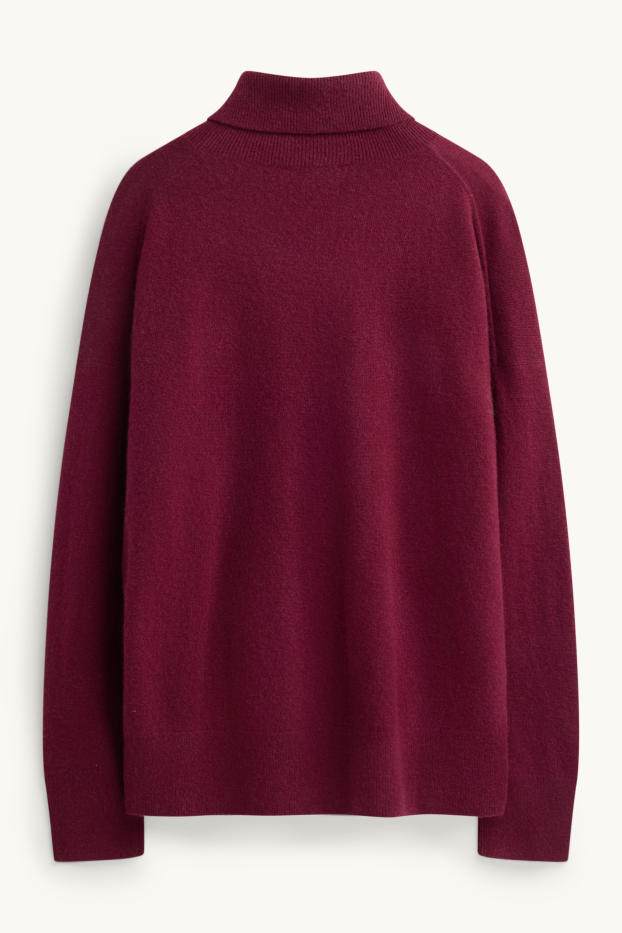 Femmes - Pull à col roulé en cachemire - bordeaux