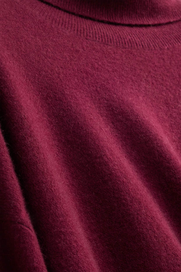 Femmes - Pull à col roulé en cachemire - bordeaux