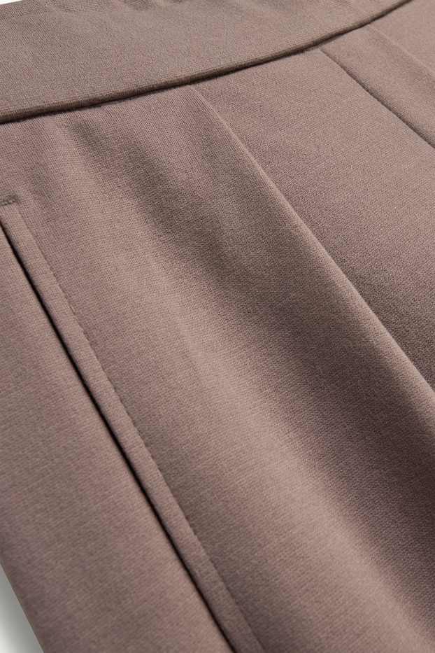 Women - Jersey trousers - high waist - barrel leg - taupe