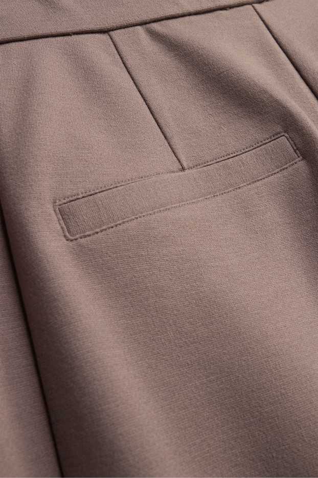 Women - Jersey trousers - high waist - barrel leg - taupe