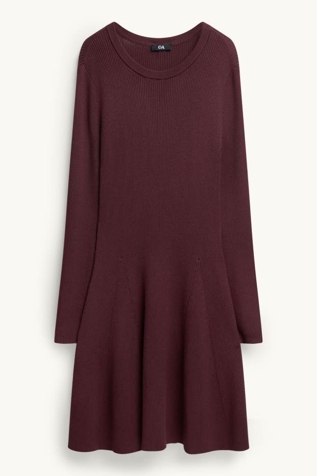Femmes - Robe en maille - bordeaux