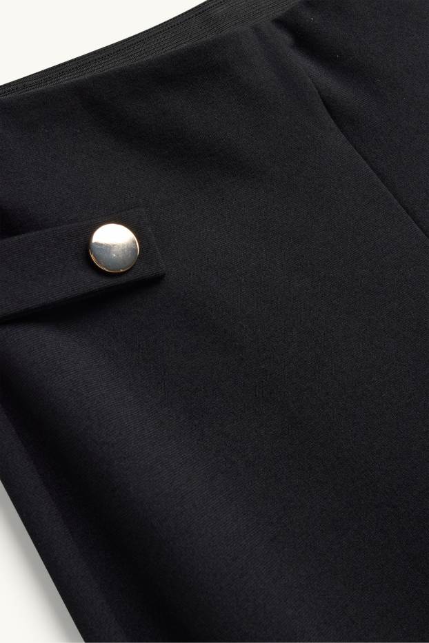 Femei - Pantaloni din jerseu - talie înaltă - wide leg - negru