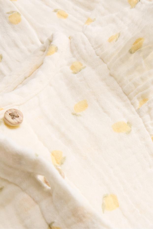 Bébés filles - Citrons - combinaison bébé - texturée - blanc crème