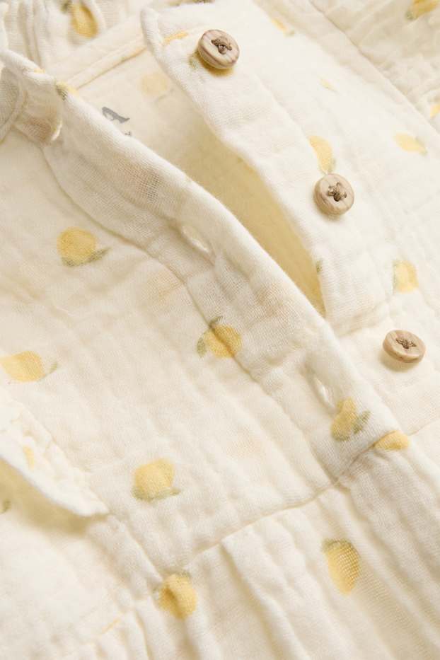 Bébés filles - Citrons - combinaison bébé - texturée - blanc crème