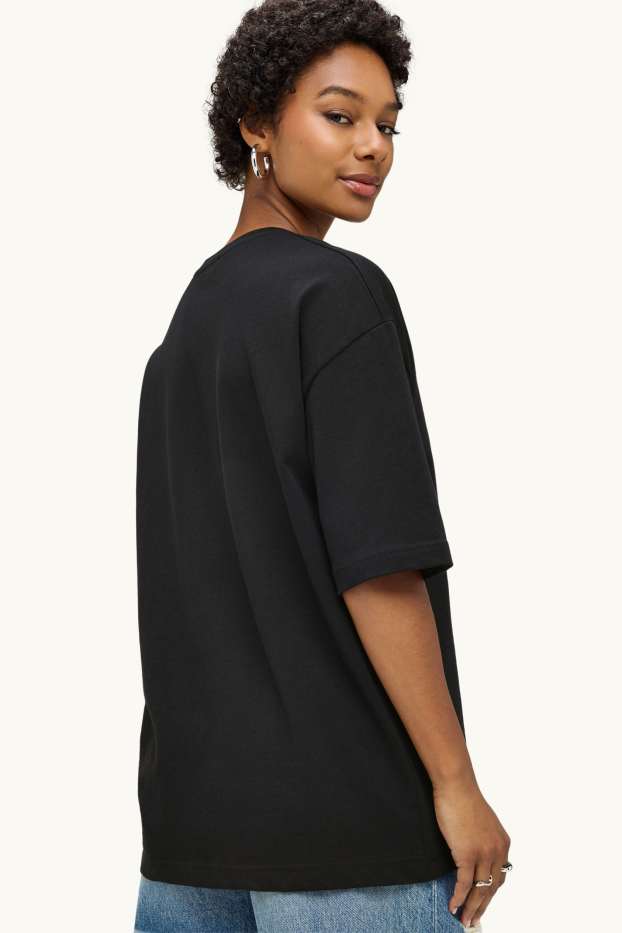 Dames - T-shirt - oversized - zwart