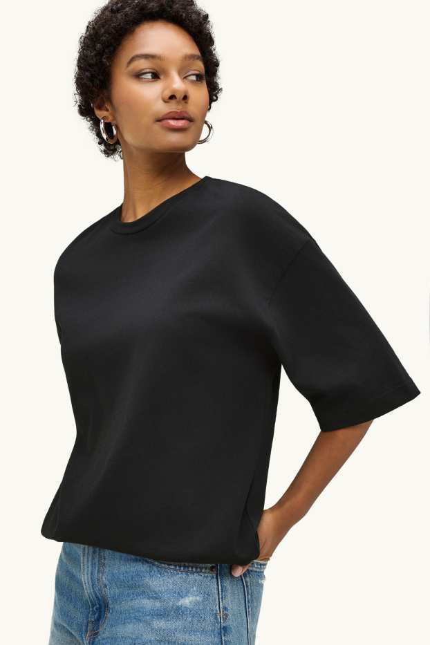 Dames - T-shirt - oversized - zwart