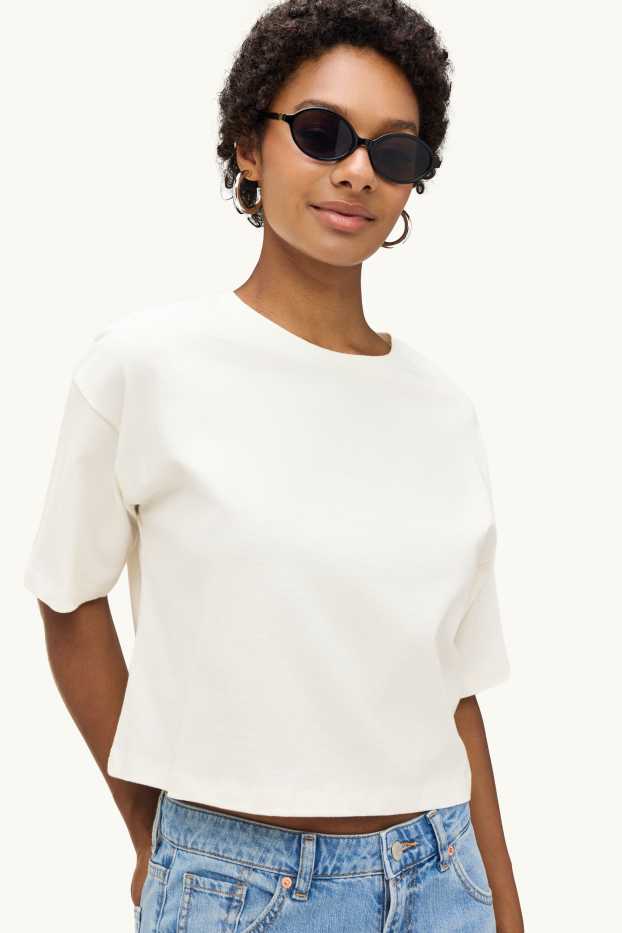 Femmes - T-shirt - relaxed fit - crème