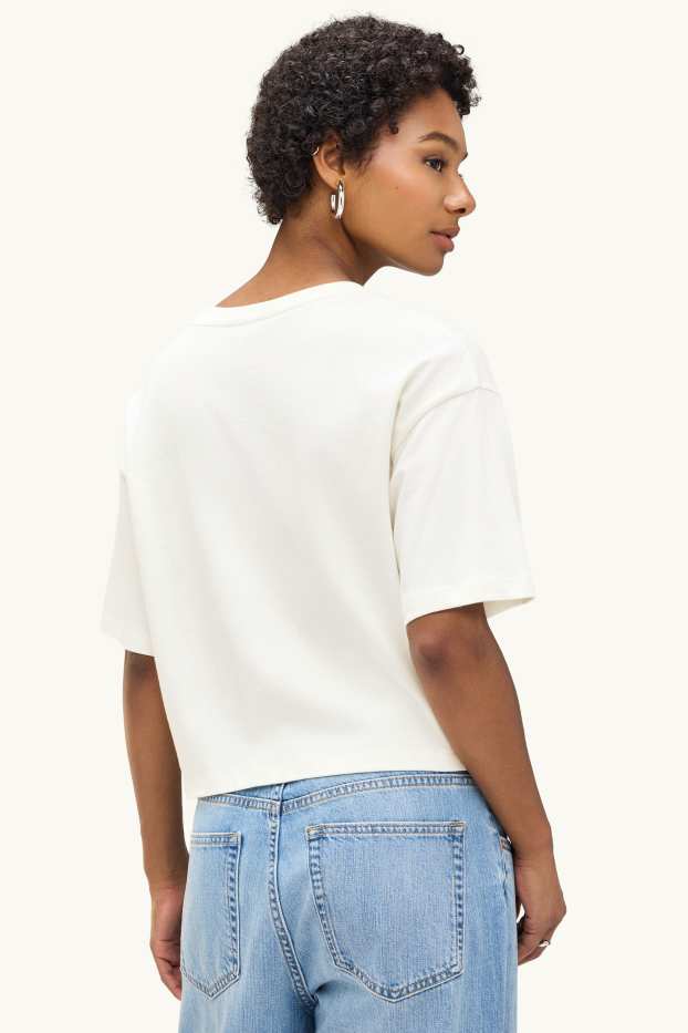 Femmes - T-shirt - relaxed fit - crème