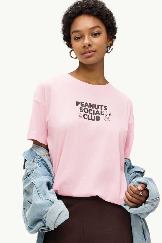 Donna - T-shirt - oversize - Peanuts - chiarorosa