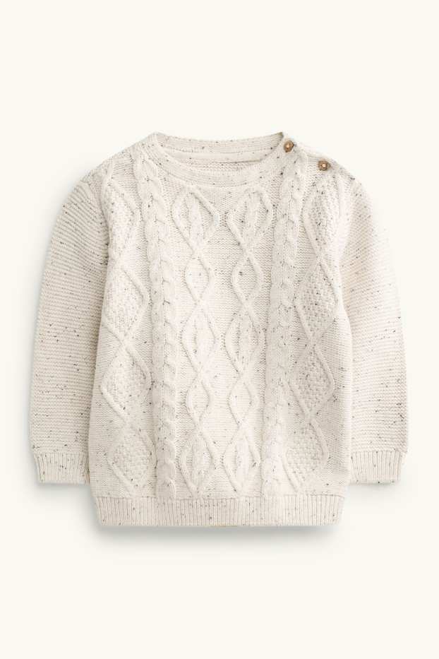 Baby Jungen - Baby-Pullover - Zopfmuster - cremeweiss
