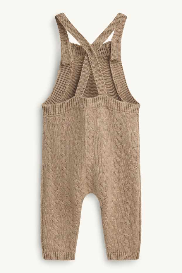 Unisex - Salopetă tricotată bebeluși - cu torsade - maro deschis