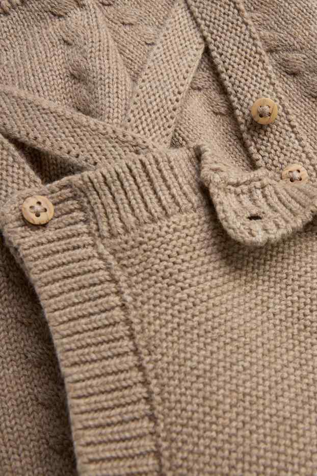 Unisex - Salopetă tricotată bebeluși - cu torsade - maro deschis