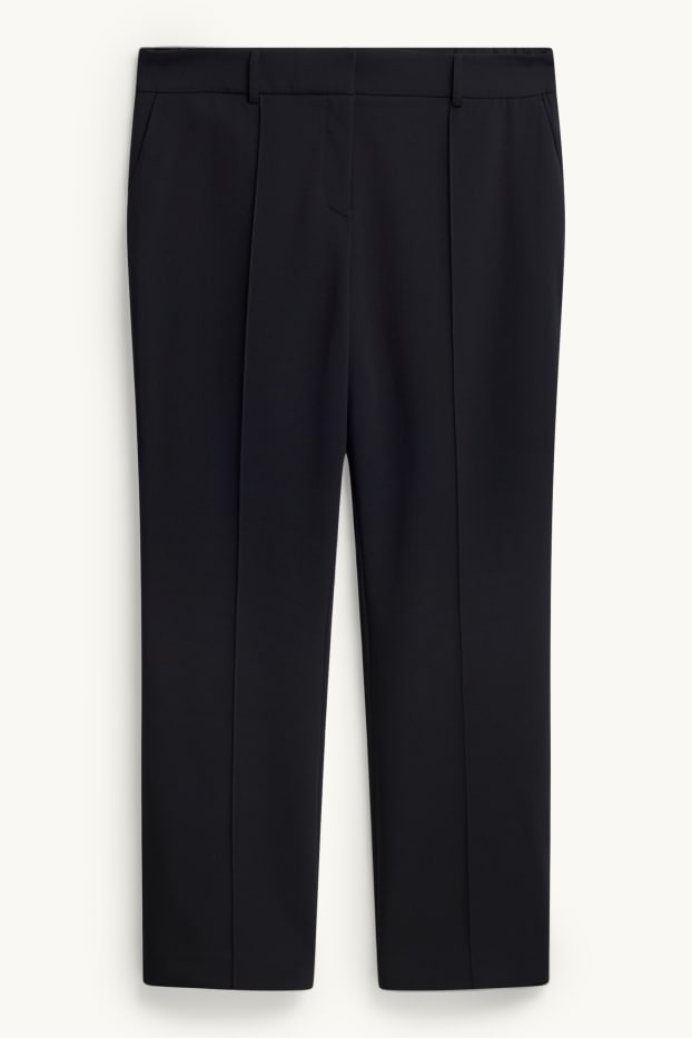 Dámské - Plátěné kalhoty - mid waist - flared - černá