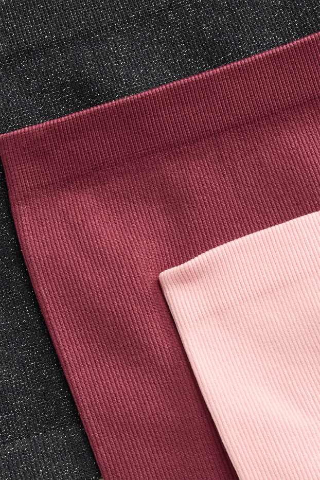 Kinder Mädchen - Multipack 3er - Boxershorts - gerippt - seamless - rosa / rot