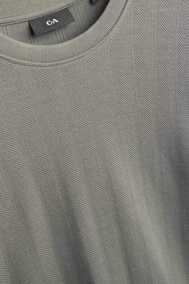Hommes - Pull à fine maille - à rayures - gris / vert