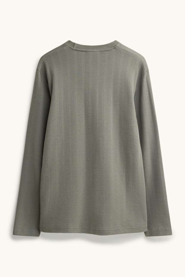Hommes - Pull à fine maille - à rayures - gris / vert
