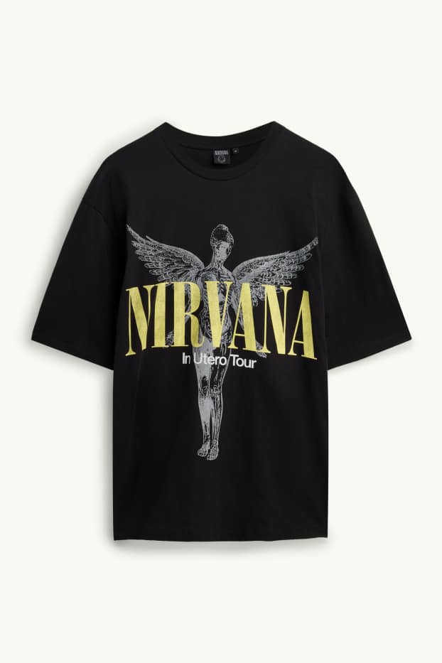Men - T-shirt - oversized - Nirvana - black / gold