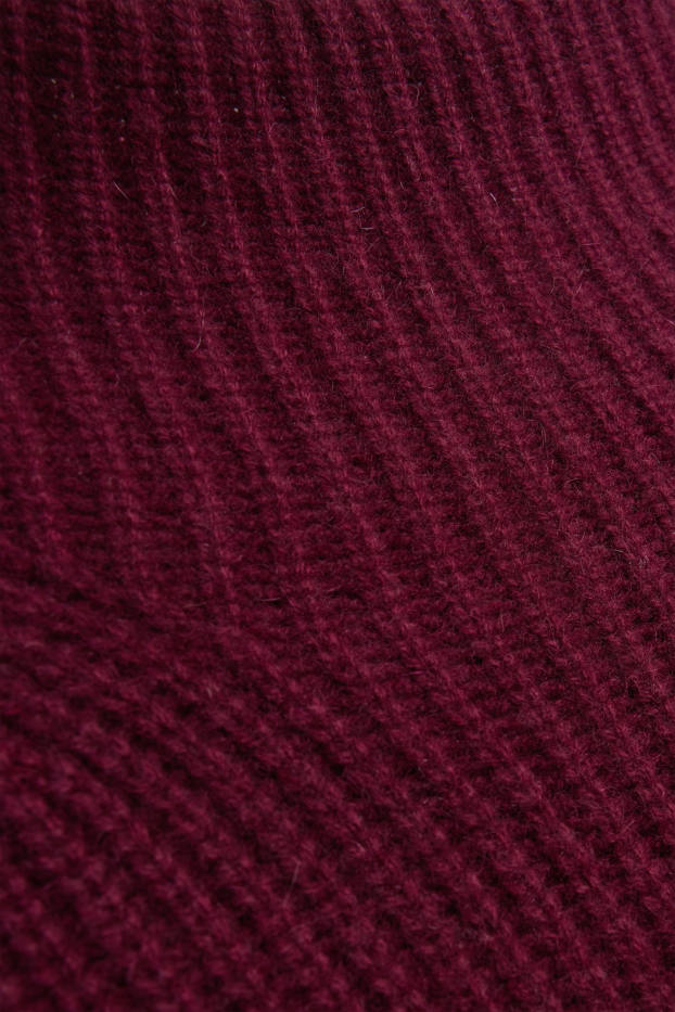 Dames - Jurk van kasjmier - straight fit - bordeaux