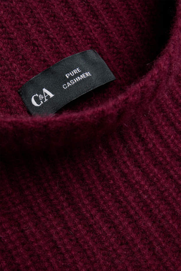 Dames - Jurk van kasjmier - straight fit - bordeaux