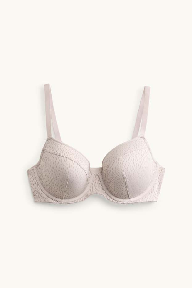 Femmes - Soutien-gorge à armature - FULL COVERAGE - ampliforme - finition texturée - crème