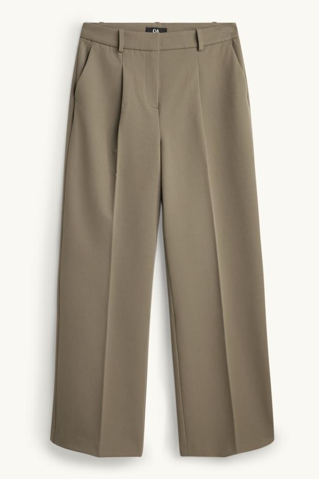 Femmes - Pantalon en toile - high waist - wide leg - kaki