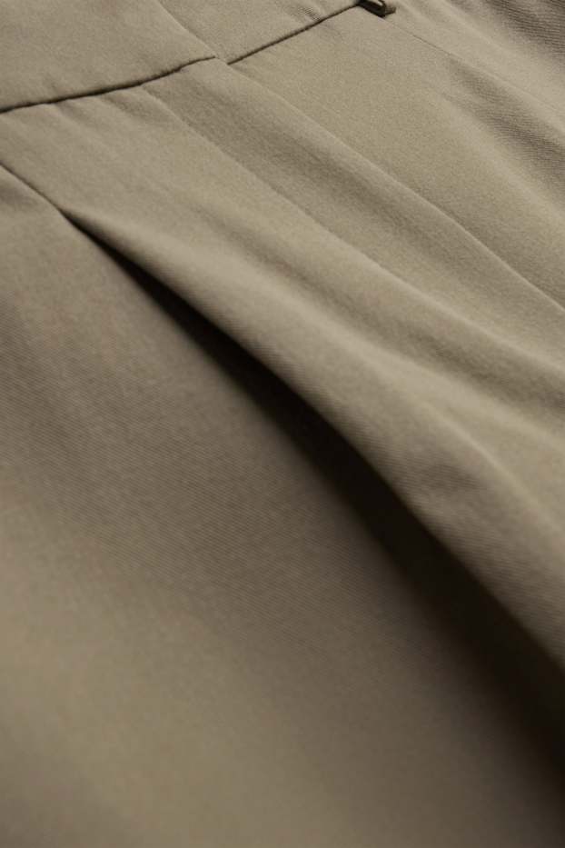 Femmes - Pantalon en toile - high waist - wide leg - kaki
