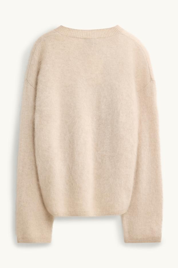Dames - Vest van kasjmier - crème wit