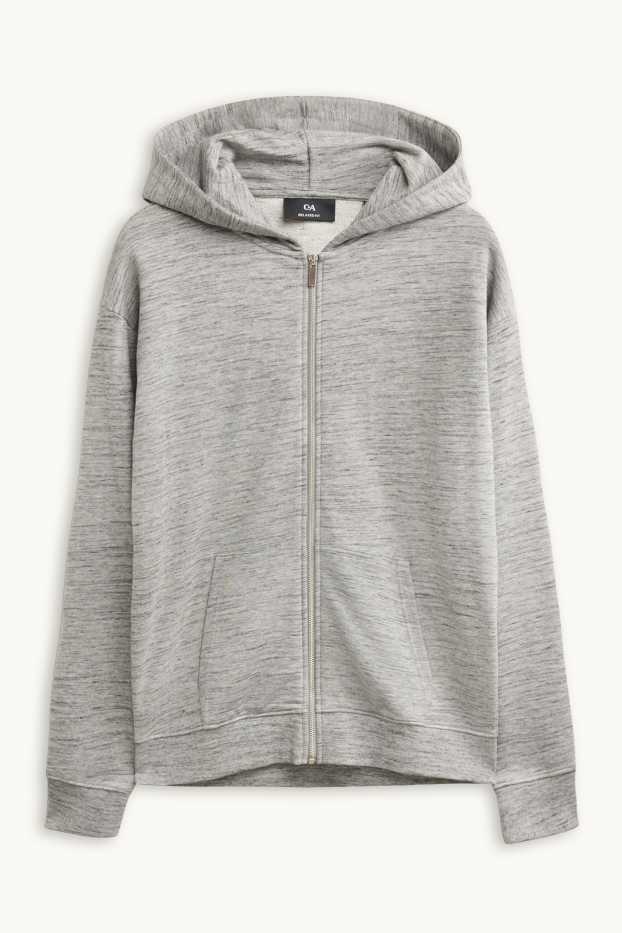 Herren - Sweatjacke mit Kapuze - grau-melange