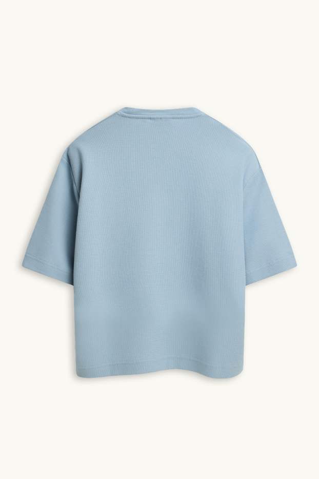 Hommes - T-shirt - relaxed fit - finition texturée - bleu clair