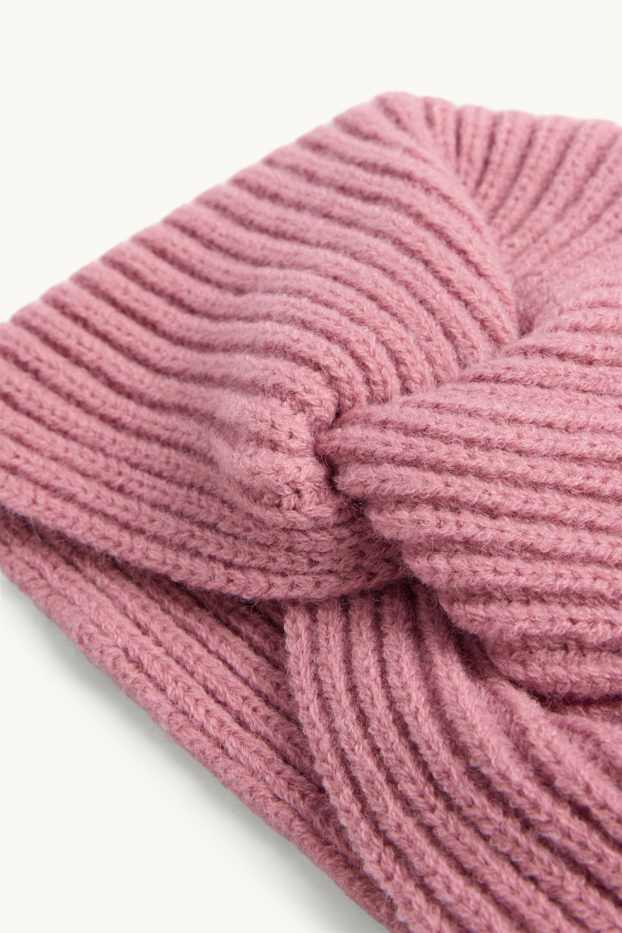 Miminka - dívky - Turbanová čepice pro miminka - žebrovaná - růžová