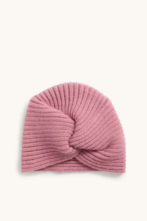 Miminka - dívky - Turbanová čepice pro miminka - žebrovaná - růžová