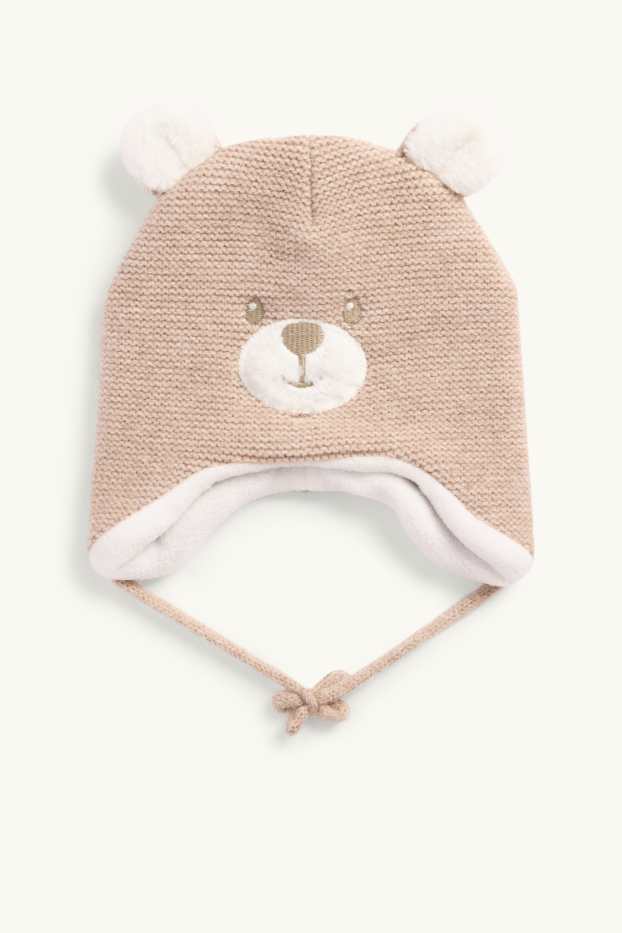 Unisex - Teddy bear - baby hat - beige