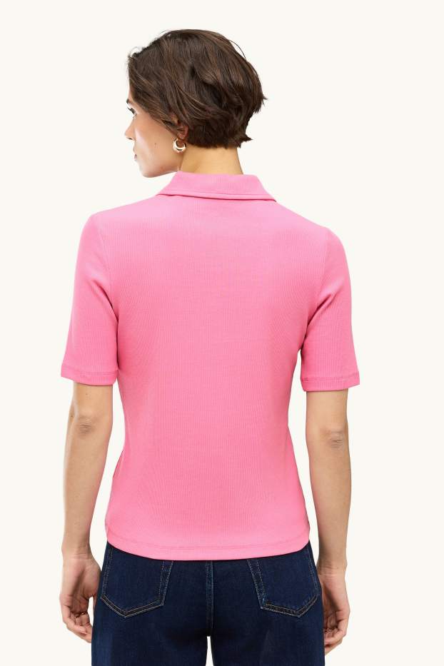 Dámské - Polokošile - regular fit - pruhovaná - růžová