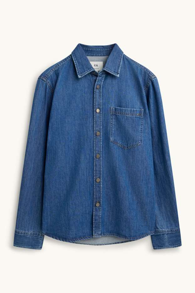 Hommes - Chemise en jean - regular fit - col kent - jean bleu