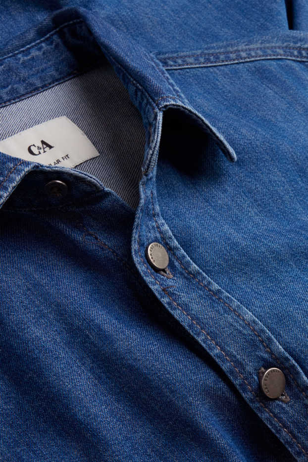 Hommes - Chemise en jean - regular fit - col kent - jean bleu