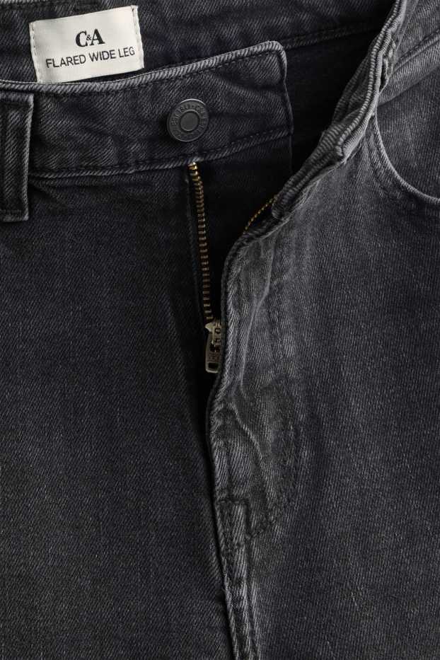 Dames - Wide flared jeans - high waist - jeansdonkergrijs