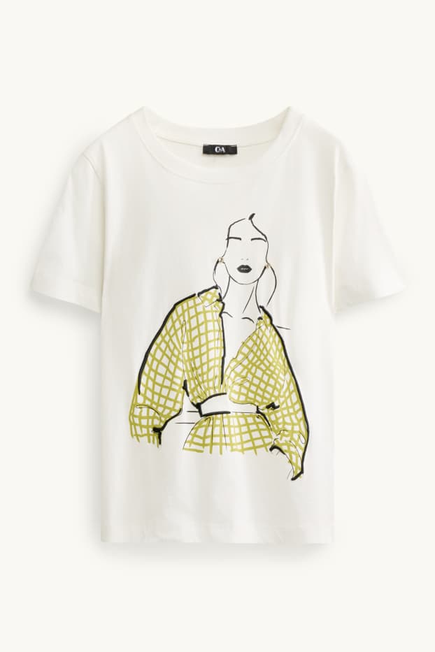 Dames - T-shirt - crème wit