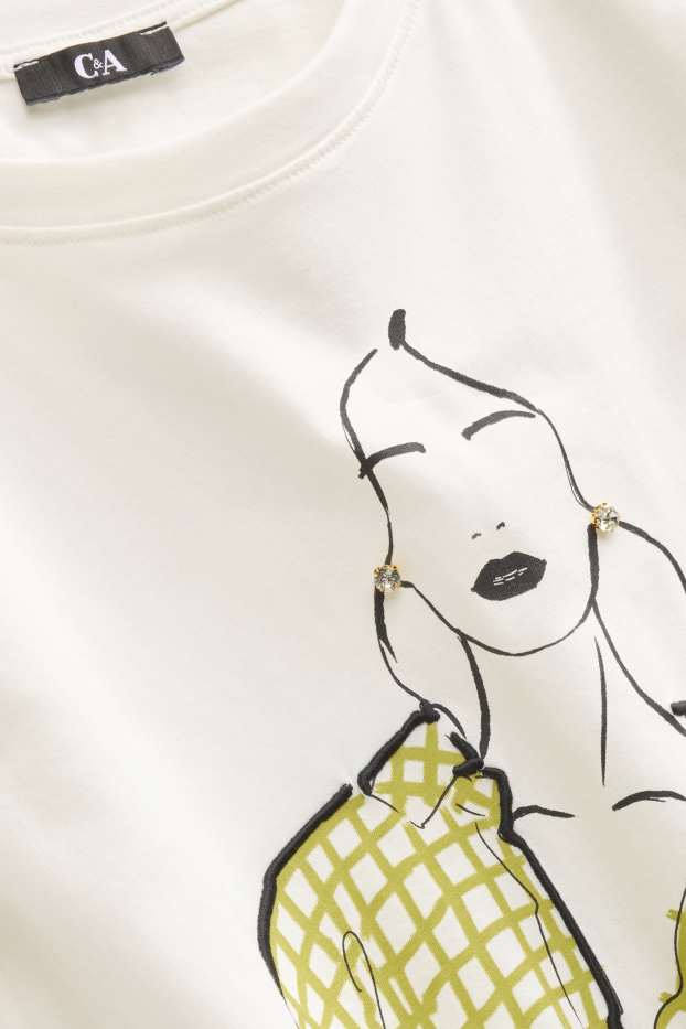 Dames - T-shirt - crème wit