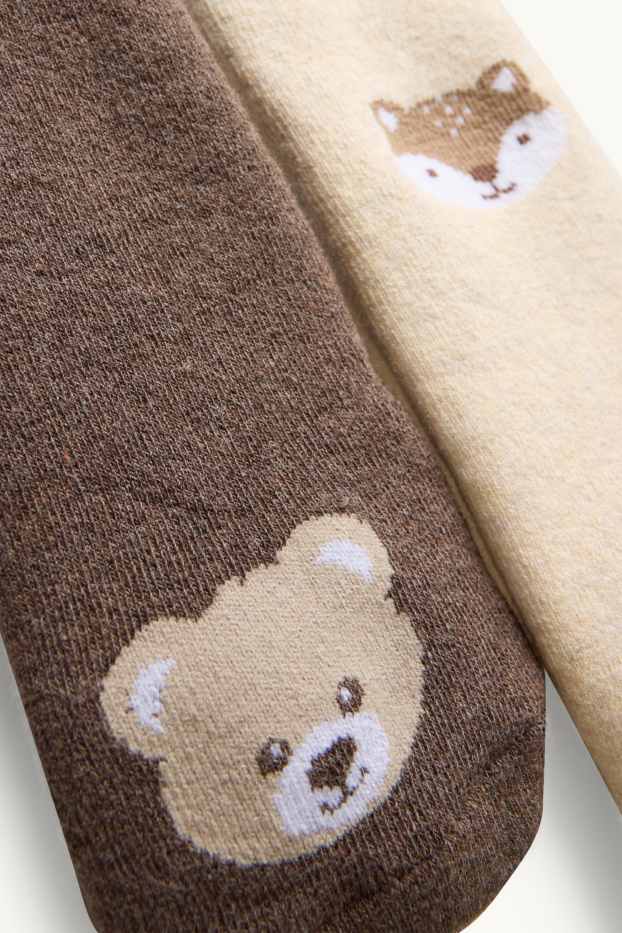 Unisex - Multipack 2 buc. - ursuleț și vulpe - pijama bebeluși - bej / maro