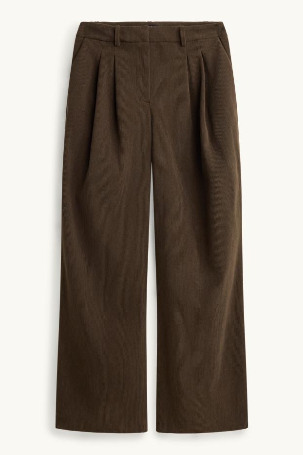 Damen - Cordhose - High Waist - Regular Fit - braun