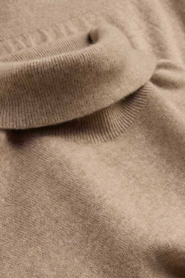 Herren - Kaschmir-Rollkragenpullover - beige-melange