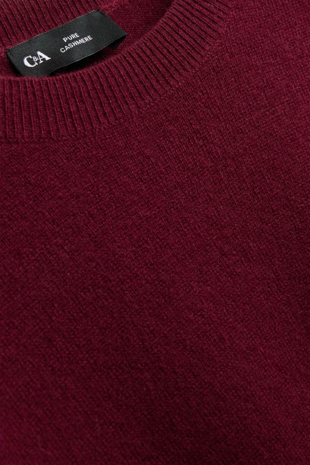 Donna - Maglione in cashmere - a maniche corte - bordeaux